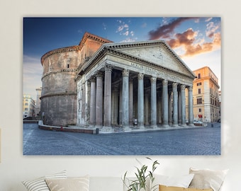 Pantheon Rome Italy, architecture canvas print, aesthetic poster or painting, wall decorations eternal city print