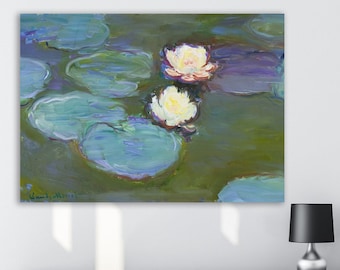 Monet Water Lilies Canvas Print, Poster or Wall Art, Floral Aesthetic Home Decor. Wall Canvas