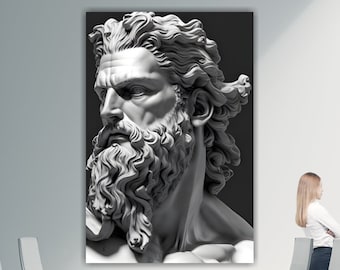 Poseidon, modern wall poster or painting, large canvas print, interior wall decorations.