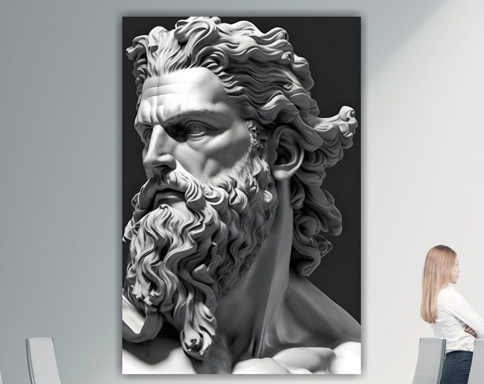 Poseidon, modern wall poster or painting, large canvas print, interior wall decorations.