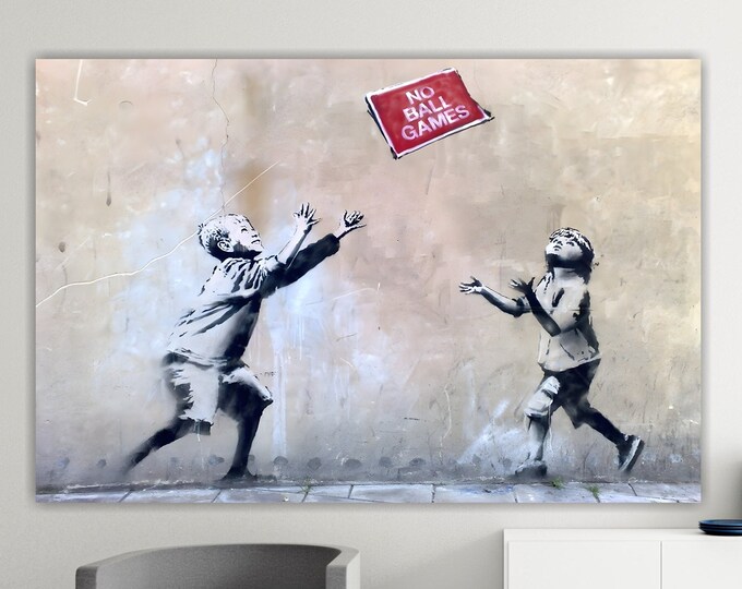 No Ball Game Banksy Style Street Art Pop Art Graffiti Canvas Painting High Quality Wall Art Home Decor Banksy Style.