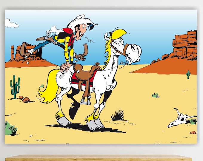 Lucky Luke Wall Decor, Canvas Print, Comic Character, Poster or Aesthetic Painting.