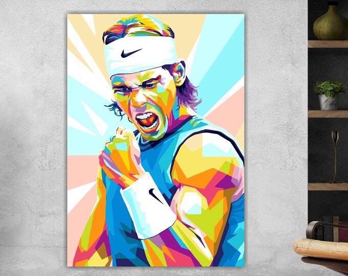 The great tennis player canvas print, poster or art painting, interior wall decoration.