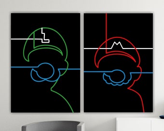 Set of 2 Canvas Prints, Super Video Games, Poster or Canvas Painting, Indoor Wall Decorations.