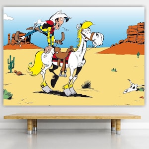 Lucky Luke Wall Decor, Canvas Print, Comic Character, Poster or Aesthetic Painting.