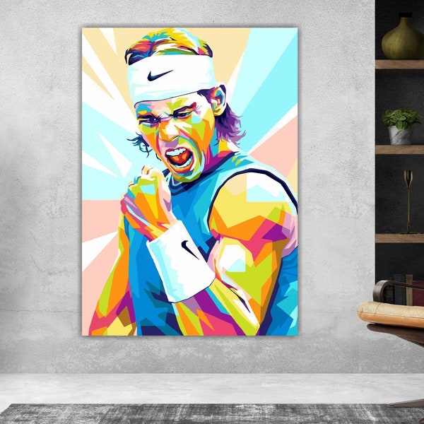 Nadal le grand joueur de tennis imprimé sur toile, affiche ou tableau artistique, décorations murales intérieures.