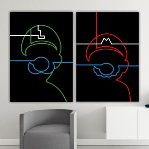 Set di 2 stampe su tela, Super Video Giochi, poster o quadro su tela, decorazioni murali per interni.