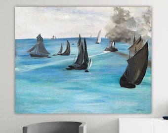 Édouard Manet Le Kearsarge, Canvas Print, Aesthetic Wall Art Picture or Poster, Seascape, Interior Wall Decor.