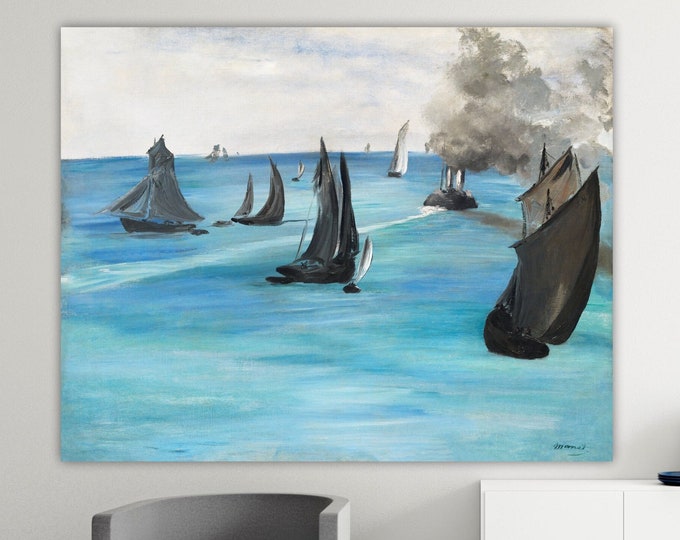 Édouard Manet Le Kearsarge, Canvas Print, Aesthetic Wall Art Picture or Poster, Seascape, Interior Wall Decor.