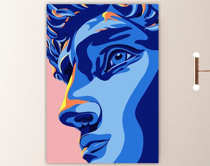 David by Michelangelo pop art, wall print, poster or modern painting, interior wall decorations.