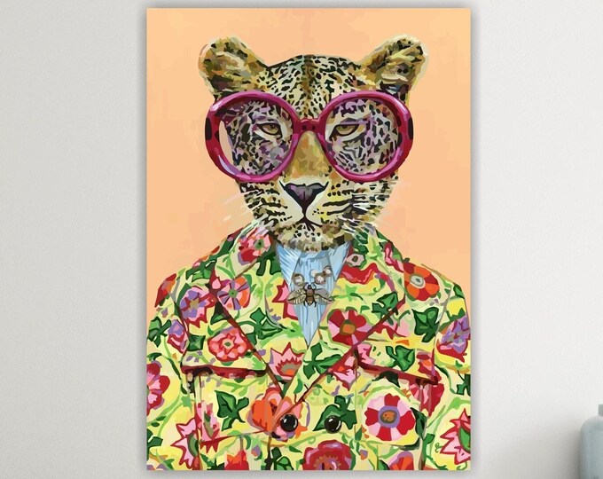 Leopard face poster or canvas picture, animal canvas, interior wall decoration.