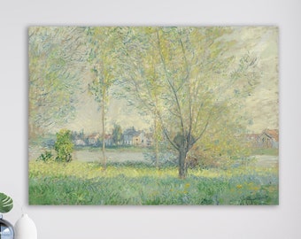 Monet Willows Canvas Wall Art Print Landscape Painting Aesthetic Picture or Poster Home Wall Decor.