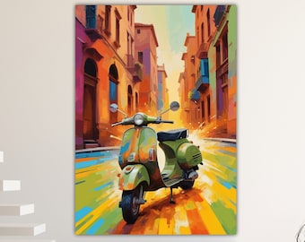 Vespa Vintage, modern poster or canvas painting, wall print, interior wall decorations.