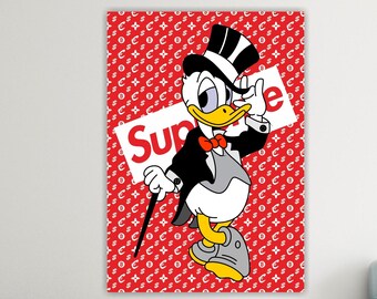 Donald Duck BitCoin Supreme, Modern Canvas Painting or Canvas Poster, Interior Wall Decoration, Home Office Decor.