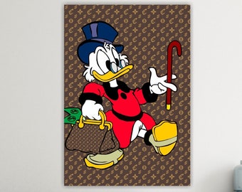 Wall Decor, Pop Art Duck BitCoin, Canvas Print, Poster or Aesthetic Painting.