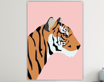 Tiger safari poster or aesthetic painting, animal canvas print, wall decorations.