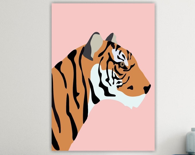 Tiger safari poster or aesthetic picture, animal canvas print, wall decor.