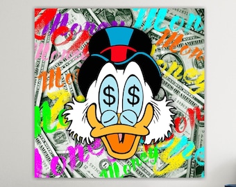 Money Money, Cartoon Poster or Canvas Wall Art, Home Office Decor