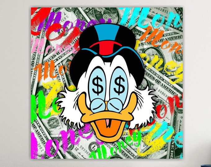 Money Money, Cartoon Poster or Canvas Painting to Hang, Home Office Decor