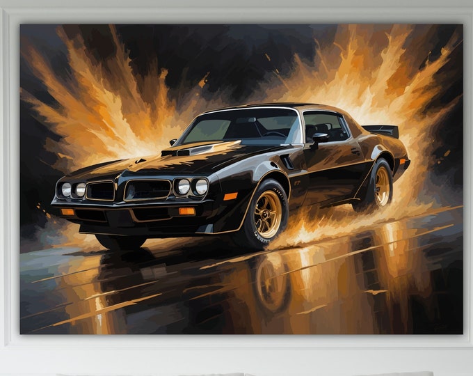 Pontiac Trans Smockey Inspired Classic Car Modern Poster or Canvas Print Wall Art. LEGENDARY CARS.