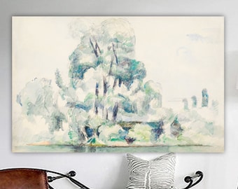 Cézanne poster or wall picture, home wall decoration, The Banks of the Seine at Médan, art print on canvas.