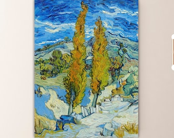 Van Gogh The Poplars, aesthetic painting or poster, canvas print, floral wall decor.