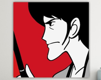 Lupin Goemon Painting and Poster. Printed on canvas ready to hang, home office living room decor