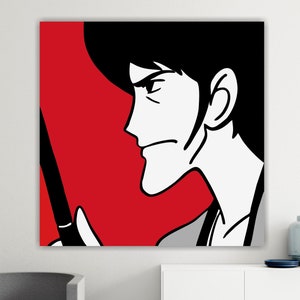 Goemon quadro e poster Lupin.  Stampato su tela pronto da appendere, arredamento casa ufficio salotto
