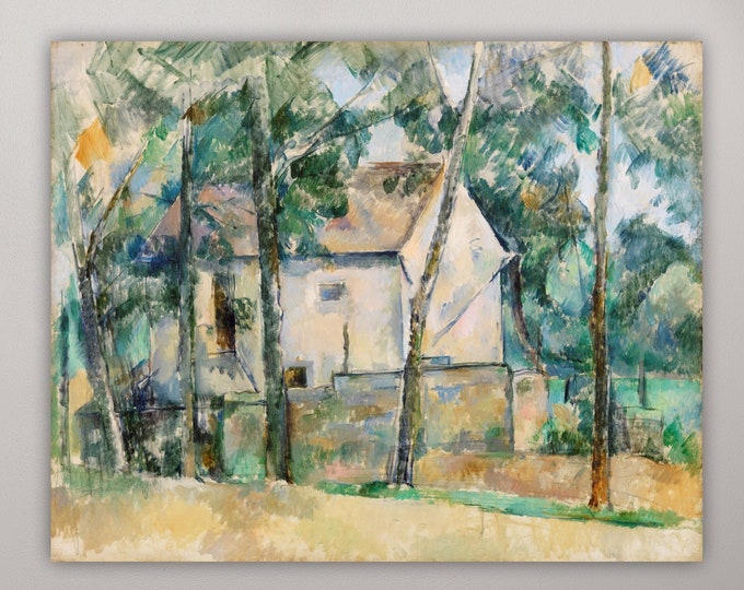 Cézanne Trees and Houses, poster or wall painting, canvas print, home wall decorations.