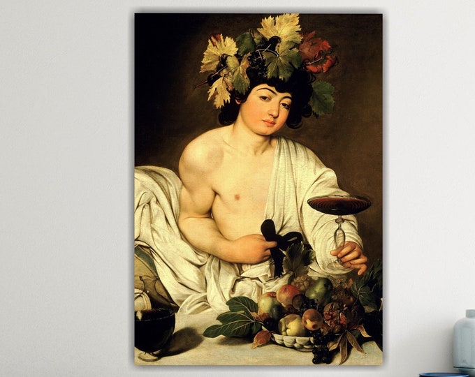 Canvas Wall Art Print, Michelangelo Merisi known as Caravaggio, Bacchus, Aesthetic Poster or Painting.