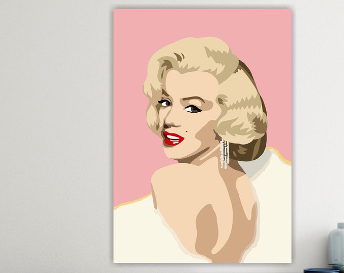 Famous actress, woman portrait, pink aesthetic poster or painting, canvas print, interior wall decoration.