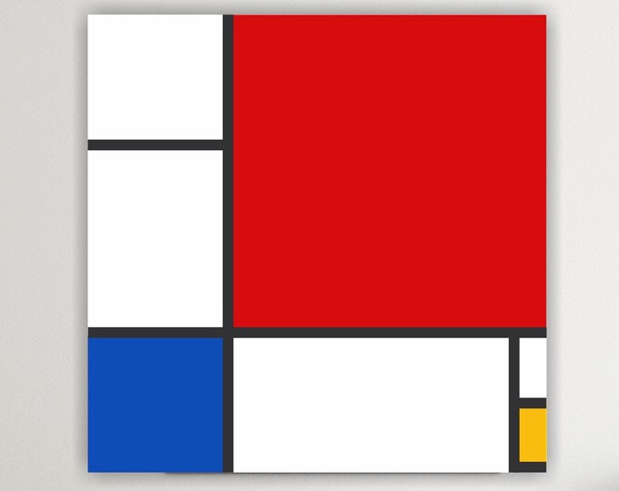 Mondrian, abstract canvas print, colorful composition, aesthetic poster or painting, wall decorations.