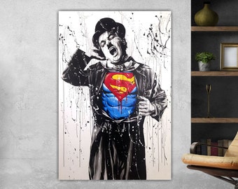 Large size modern canvas Banksy Pop Art Charlie Chaplin graffiti poster or picture, Banksy style wall decorations