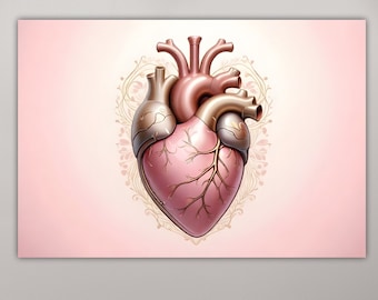 Pink Heart, Modern Poster or Canvas Painting, Wall Print, Interior Wall Decorations.