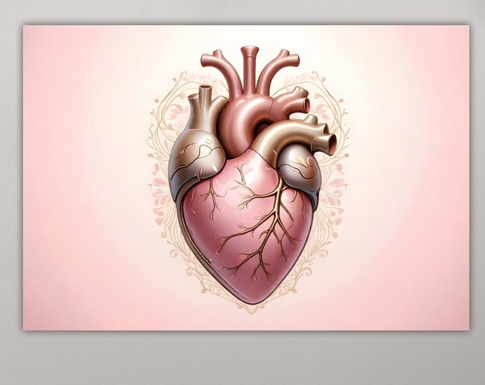 Pink Heart, Modern Poster or Canvas Painting, Wall Print, Interior Wall Decorations.