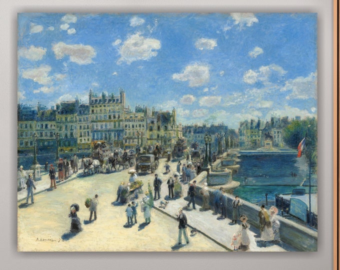 Pierre-Auguste Renoir, Pont Neuf Paris, Art reproduction, poster or wall picture, canvas print, home wall decoration.