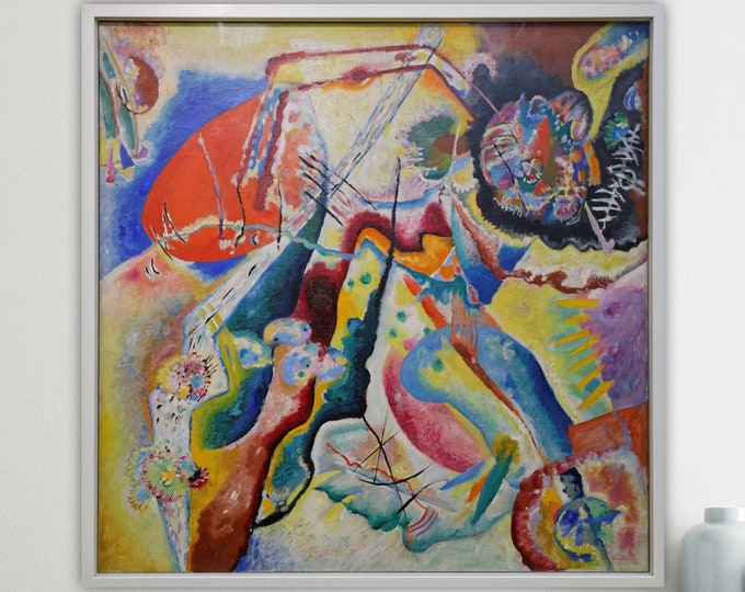 Kandinsky Abstract Wall Art Print, Geometric Poster or Picture, Interior Wall Decor, Flesc_roten.
