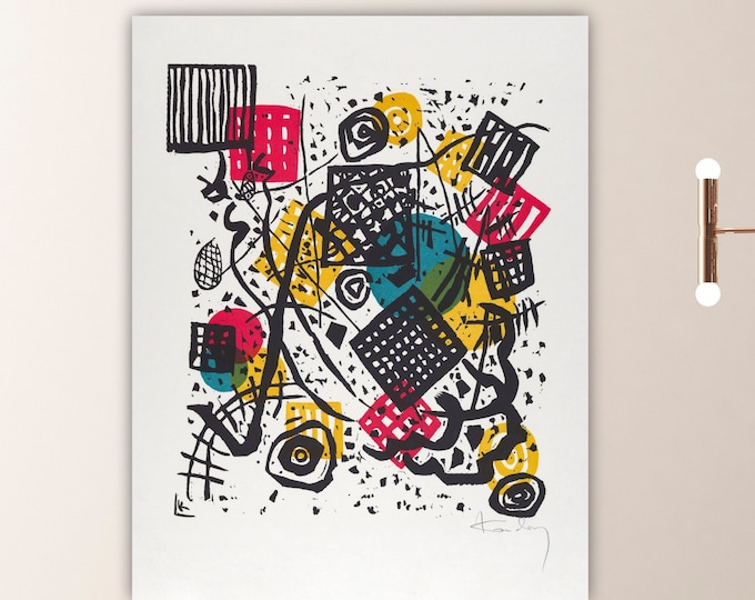Kandinsky Abstract Wall Art Print, Geometric Poster or Picture, Interior Wall Decoration, Kleine Welten V.