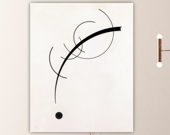 Kandinsky Abstract Wall Art Print, Black and White Poster or Painting, Interior Wall Decor, Free Curve to the Point.