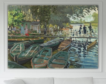 Claude Monet Bathers La Grenouillère, Canvas Print, Aesthetic Wall Art Picture or Poster, Floral Landscape, Home Wall Decor.