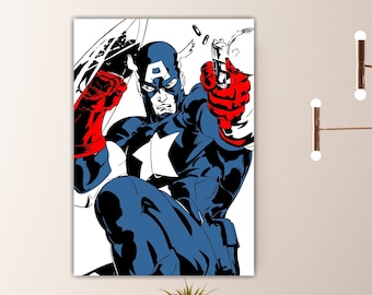 American Comic Book Hero Cartoon Canvas Poster or Wall Art Picture Home Office Decor
