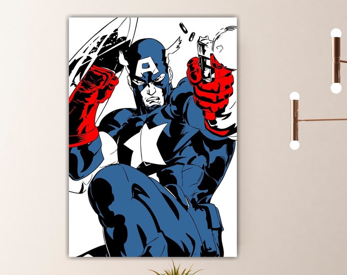 American Comic Book Hero Cartoon Canvas Poster or Wall Art Picture Home Office Decor