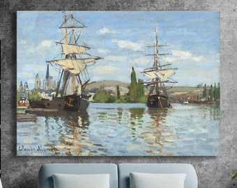 Claude Monet Canvas Wall Art Print, Seascape Painting, Aesthetic Picture or Poster, Home Wall Decor.