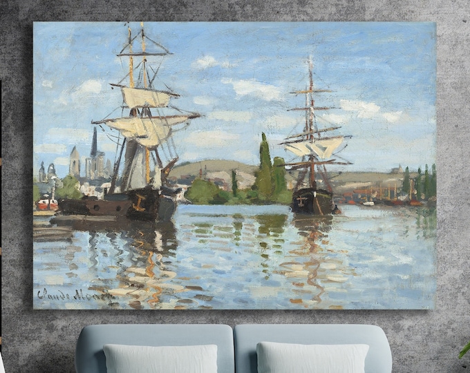 Claude Monet Canvas Wall Art Print, Seascape Painting, Aesthetic Picture or Poster, Home Wall Decor.