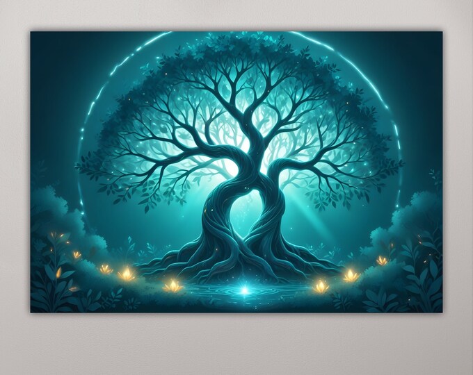 Floating Tree of Life, Modern Poster or Canvas Painting, Wall Art Print, Interior Wall Decor.