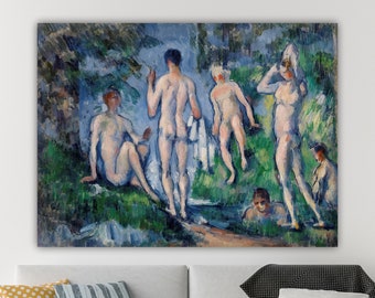 Groupe Cézanne des Baigneurs, affiche ou tableau moderne, impression sur toile, décorations murales pour la maison, intérieur.