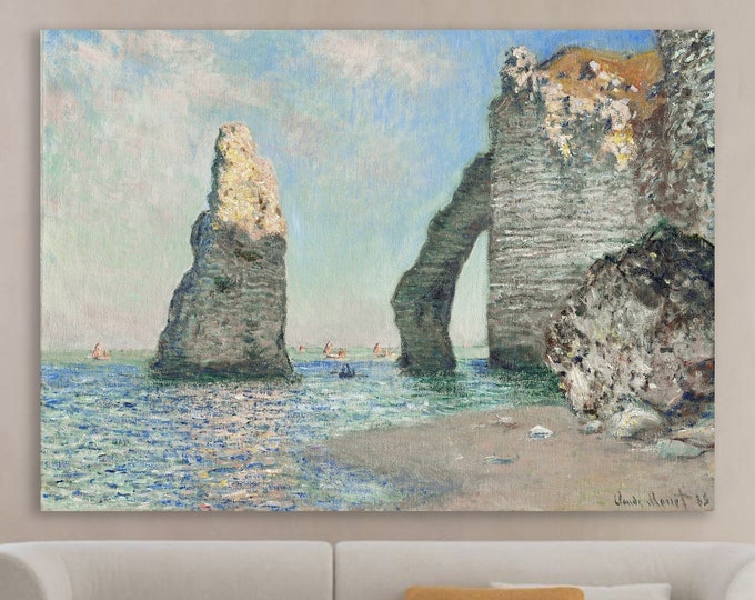 Monet aesthetic painting or poster, canvas wall art print, landscape painting, the cliffs of Étretat, home wall decorations.