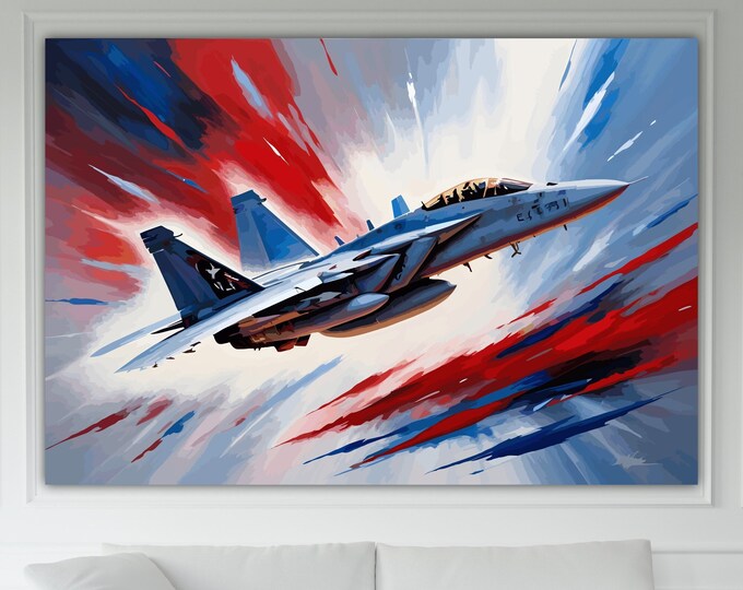 Grumman F-14 Tomcat Inspired Fighter Plane Modern Poster or Canvas Wall Art Print. MILITARY AIRCRAFT