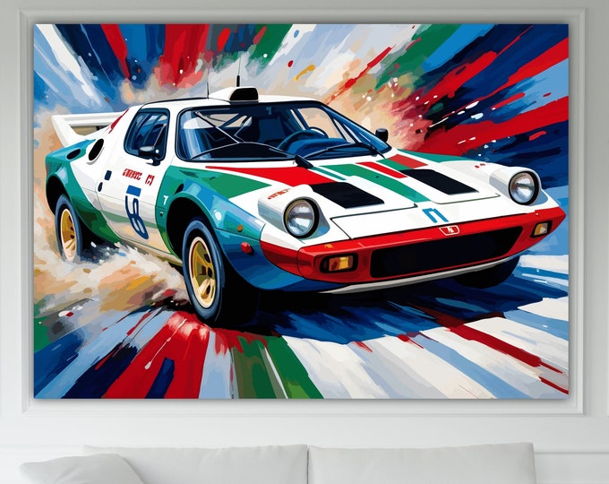 Vintage Car Inspired by Lancia Stratos, Modern Poster or Canvas Print, Wall Art, Wall Decor. LEGENDARY CARS.
