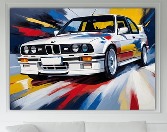Vintage Car Inspired by Bmw M3, Modern Poster or Canvas Print, Wall Art, Wall Decor. LEGENDARY CARS.